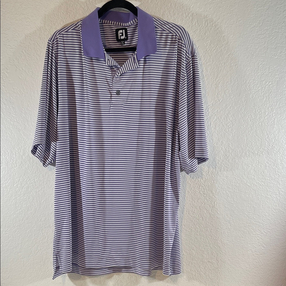 Footjoy FJ Golf Polo Shirt Purple White Short Sleeve Modern Logo Size XL - Picture 1 of 8